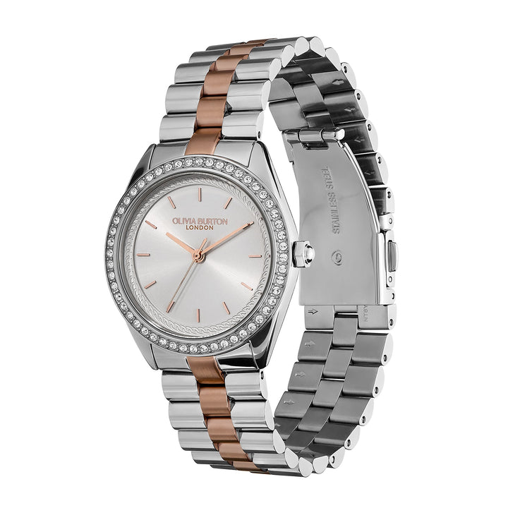 Olivia Burton Silver & Rose White Sunray Dial Watch - MococoOlivia Burton240001387613272585842Watches and Accessories