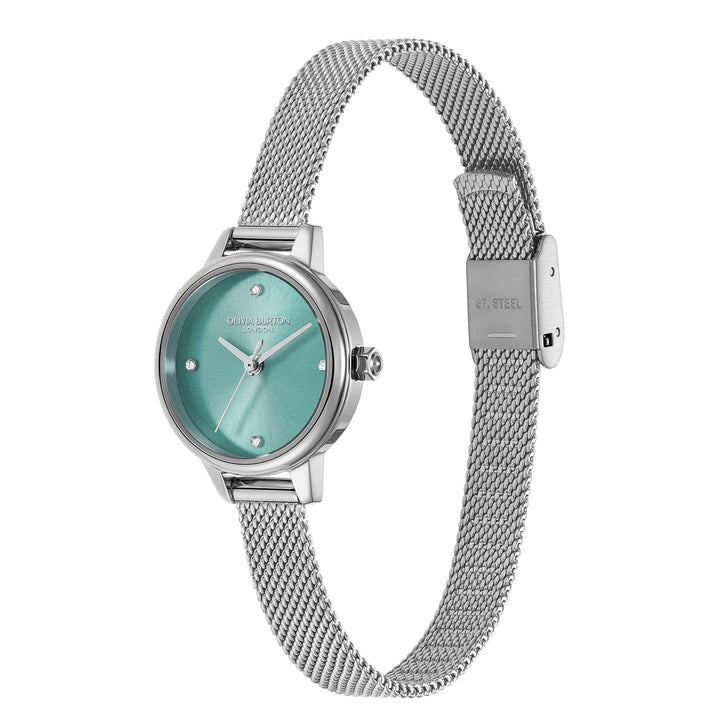 Olivia Burton Silver Turquoise Dial Mesh Watch - MococoOlivia Burton24000245Watches and Accessories