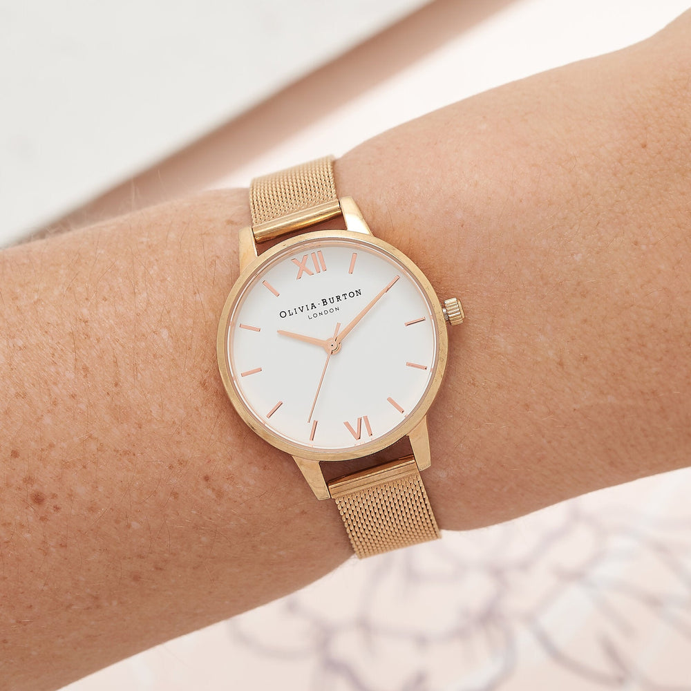 Olivia Burton White Dial & Rose Gold Mesh Watch - MococoOlivia BurtonOB16MDW015060403434593Watches and Accessories