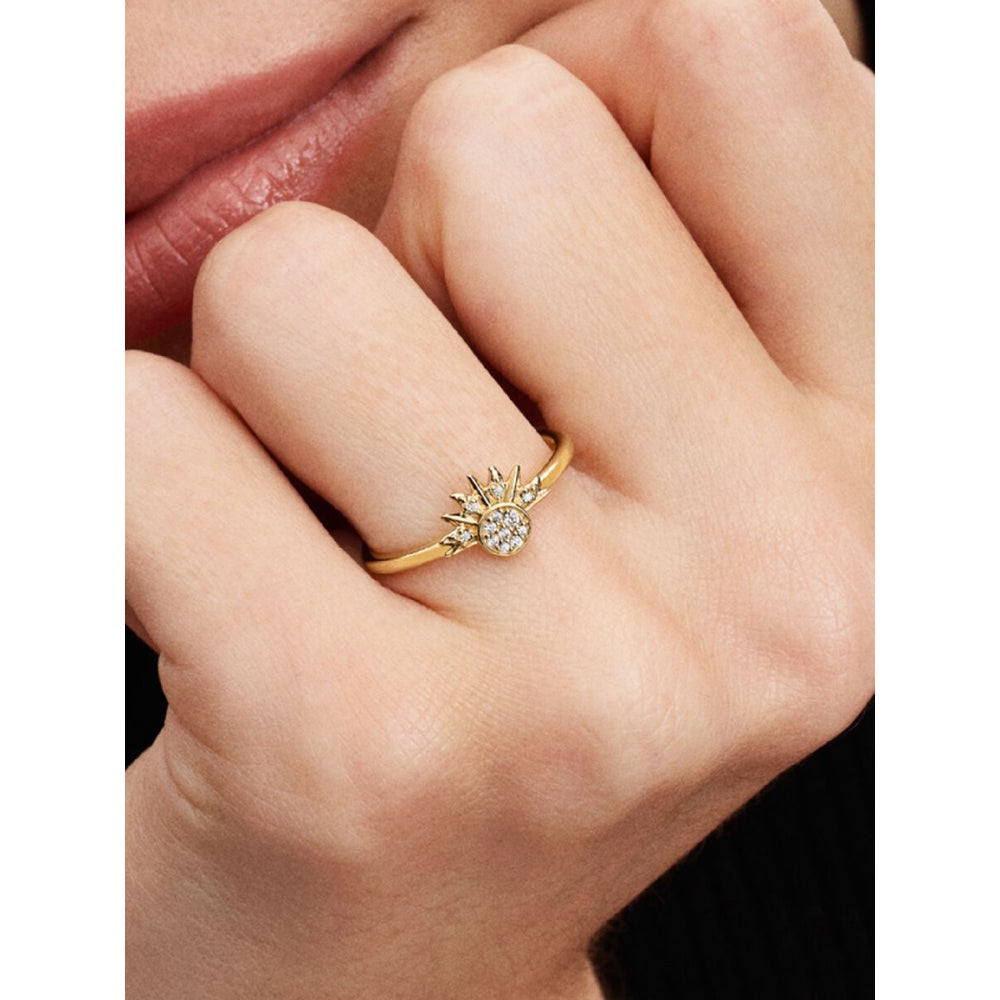 Pandora 14K Gold Plated Celestial Sparkling Sun Ring Image 2