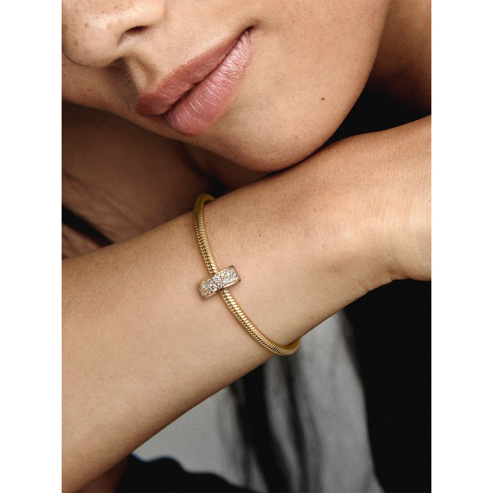 Pandora 14K Gold Plated Clear Pave Clip Charm Image 2