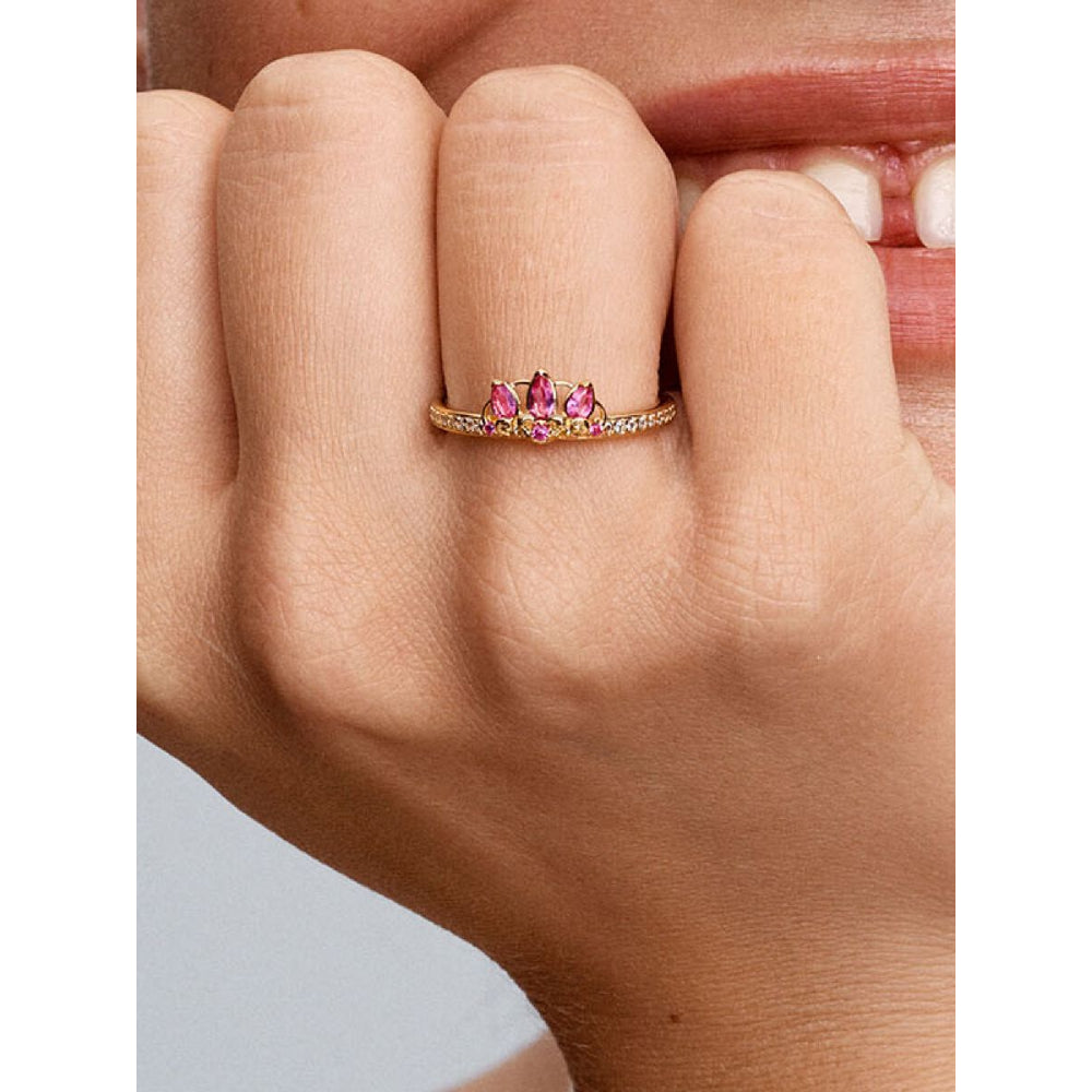 Pandora 14K Gold Plated Disney Princess Rapunzel Tiara Ring Image 2