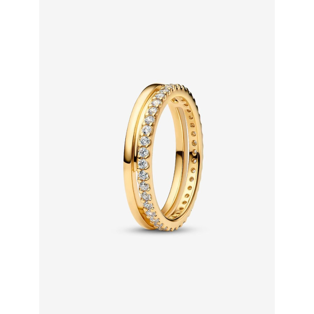Pandora 14K Gold Plated Double Band Ring Image 1