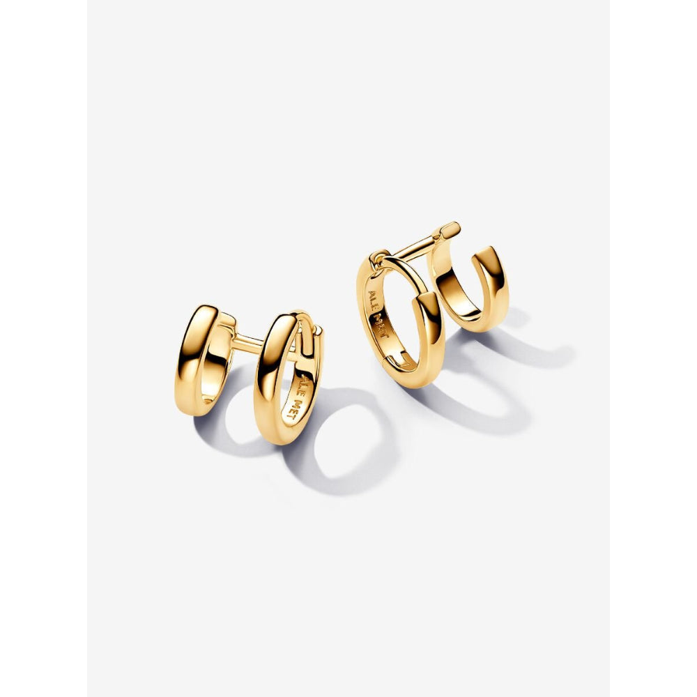 Pandora 14K Gold Plated Double Huggie Hoop Earrings Image 1