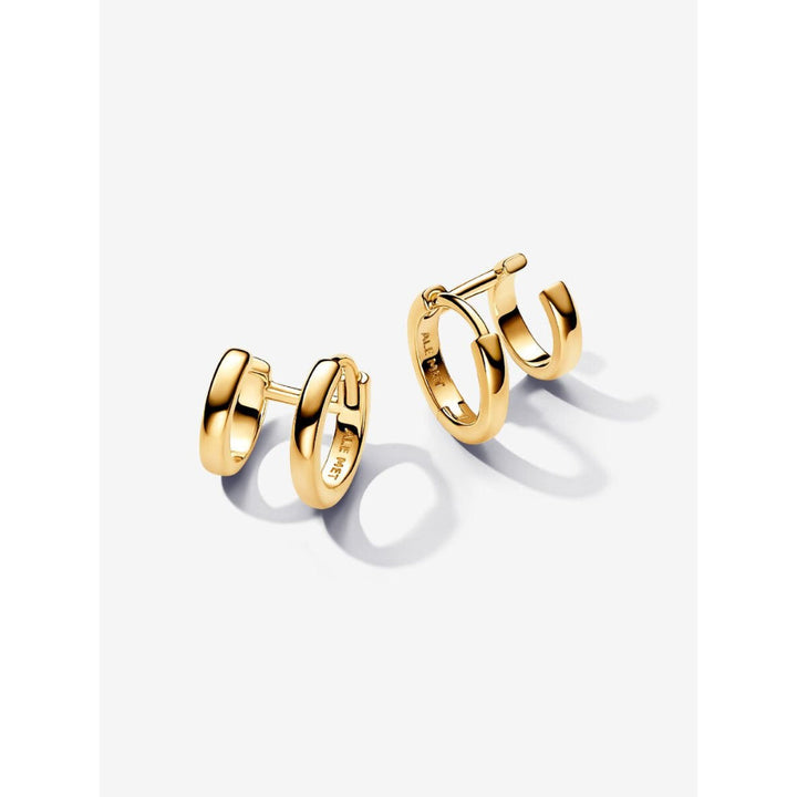 Pandora 14K Gold Plated Double Huggie Hoop Earrings Image 1