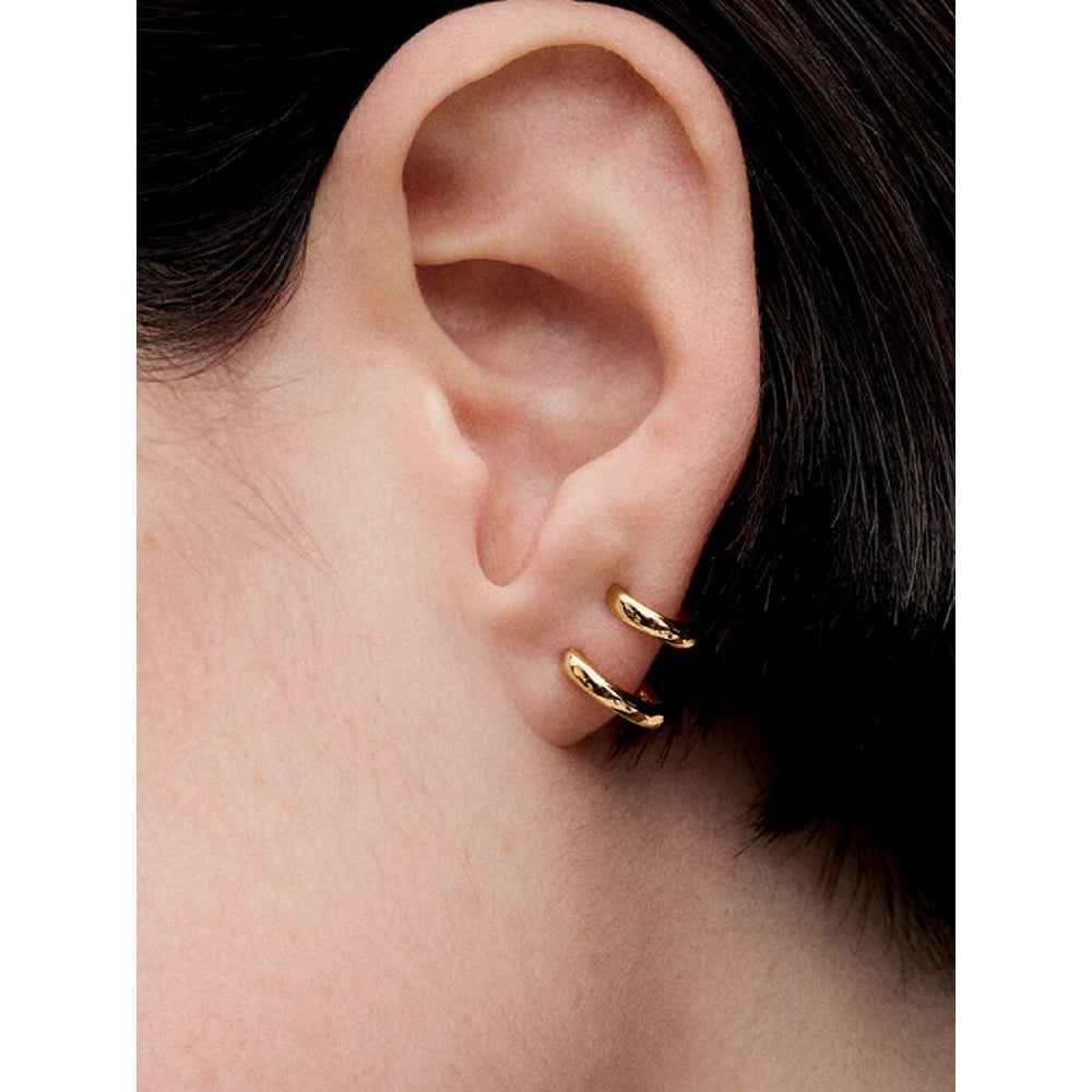 Pandora 14K Gold Plated Double Huggie Hoop Earrings Image 2