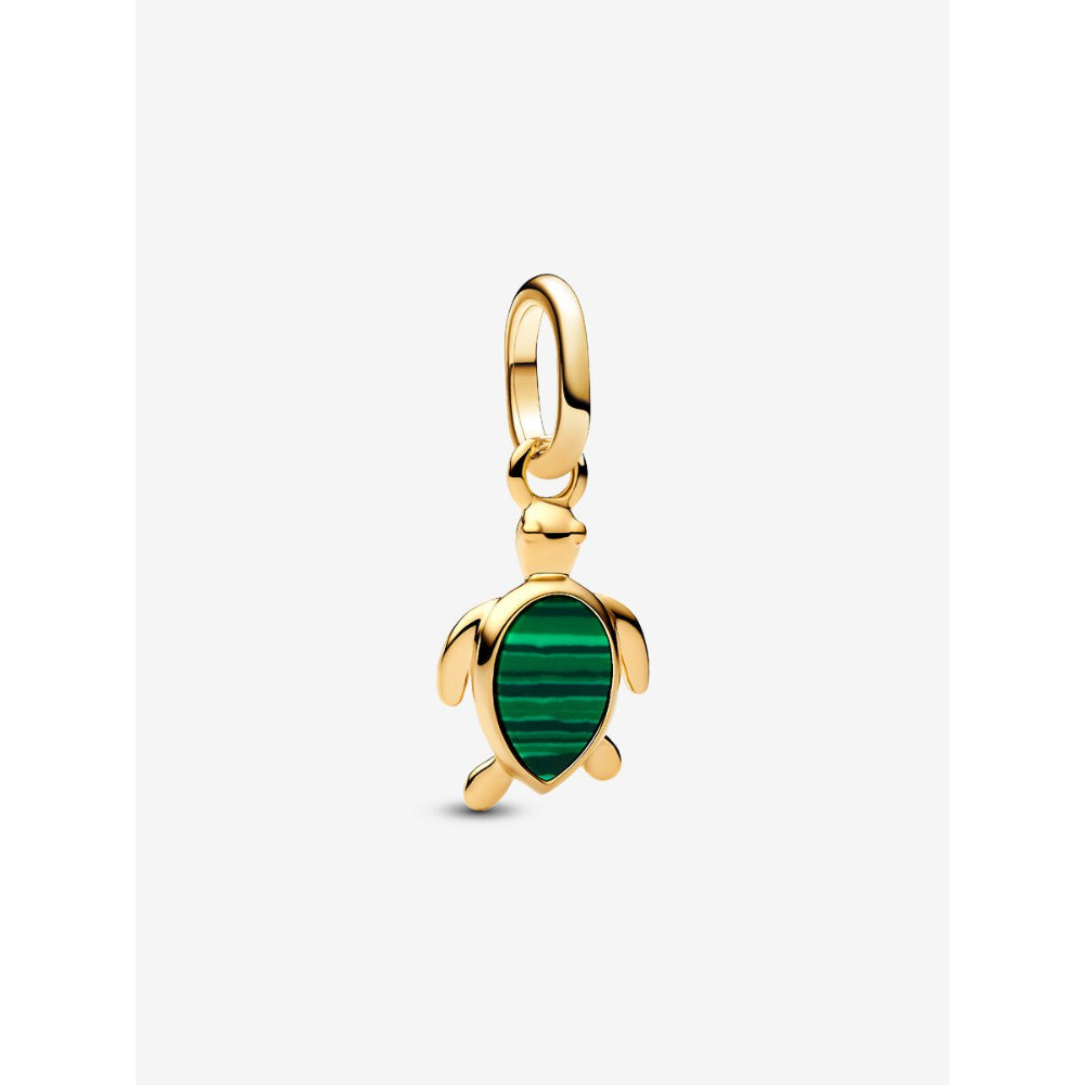 Pandora 14K Gold Plated Green Turtle Mini Dangle Charm Image 1