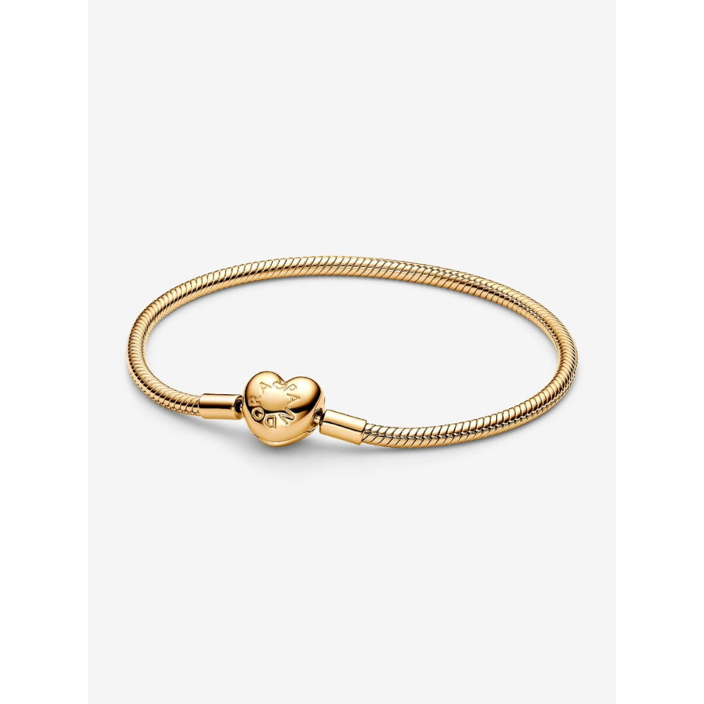 Pandora 14K Gold Plated Heart Clasp Snake Chain Bracelet Image 1