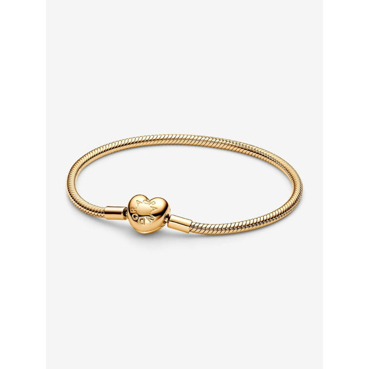 Pandora 14K Gold Plated Heart Clasp Snake Chain Bracelet Image 1