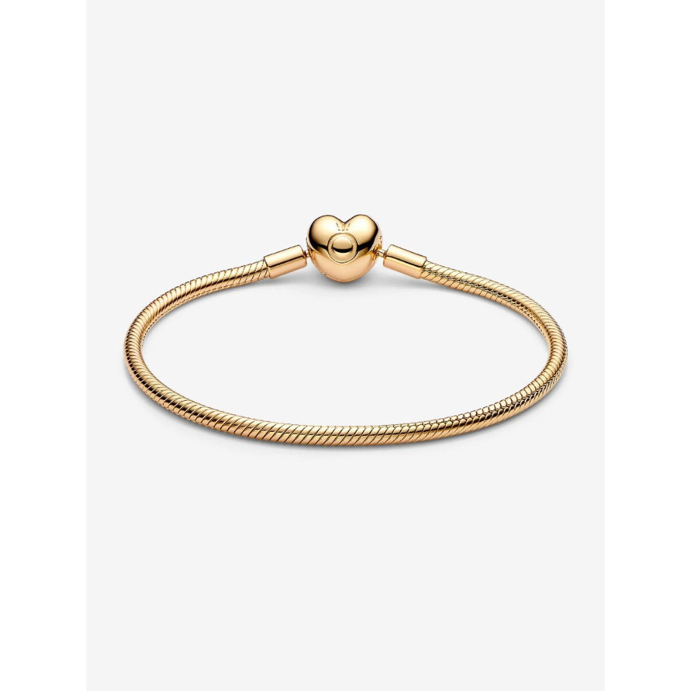 Pandora 14K Gold Plated Heart Clasp Snake Chain Bracelet Image 4