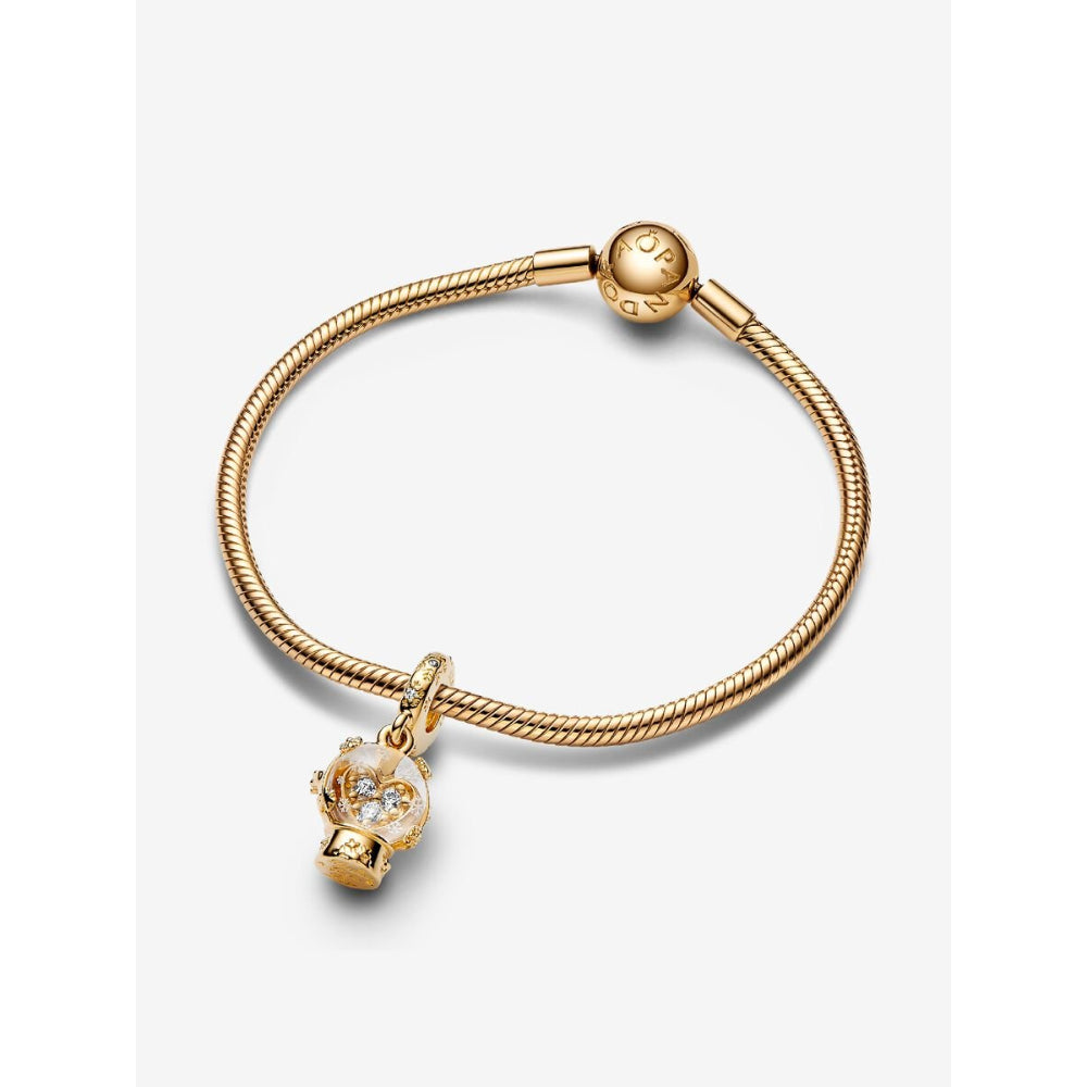 Pandora 14K Gold Plated Heart Snowflake Snow Globe Dangle Charm Image 4