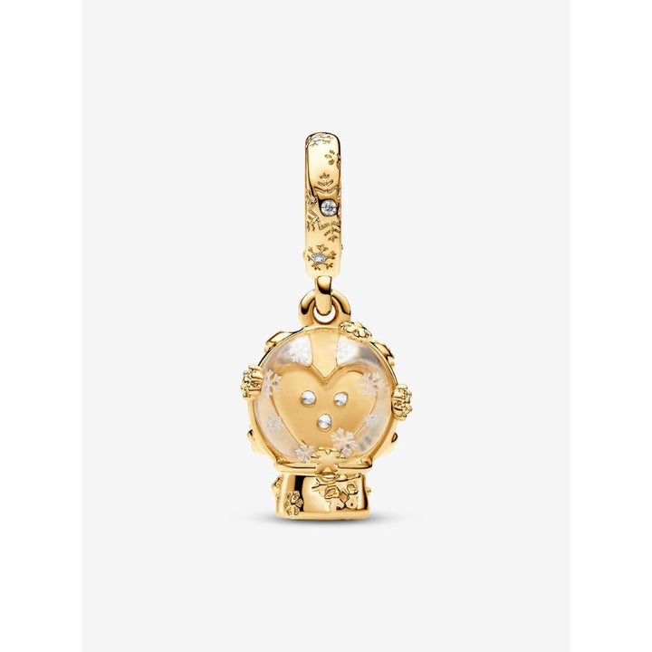 Pandora 14K Gold Plated Heart Snowflake Snow Globe Dangle Charm Image 5