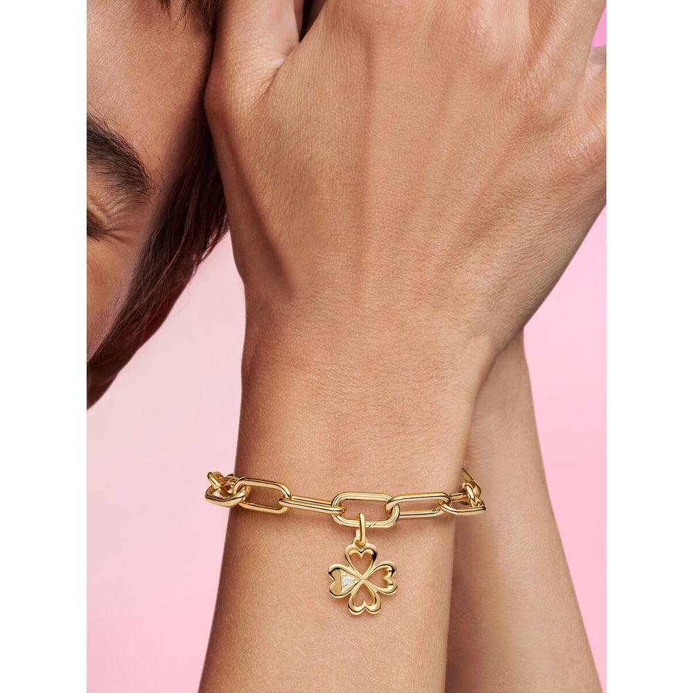 Pandora 14K Gold Plated Me Heart Four - Leaf Clover Medallion Charm Image 2