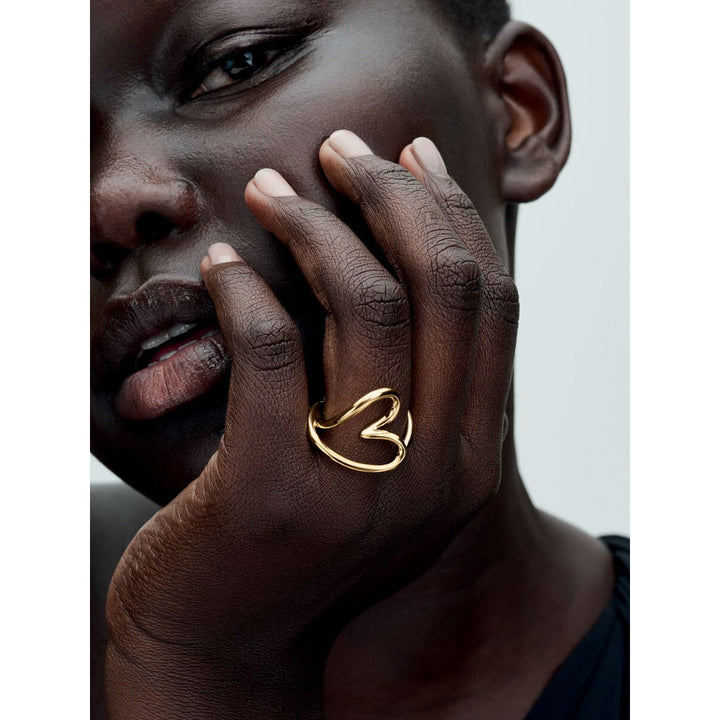 Pandora 14K Gold Plated Organically Shaped Heart Ring Image 3