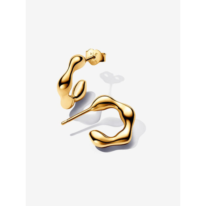 Pandora 14K Gold Plated Organically Shaped Open Hoop Earrings Image 1