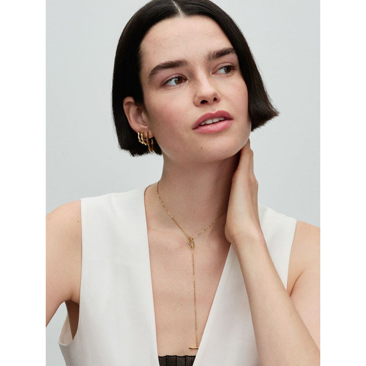 Pandora 14K Gold Plated Organically Shaped Open Hoop Earrings Image 4