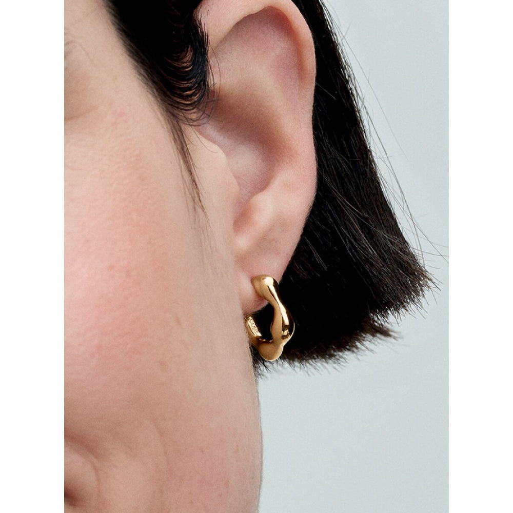 Pandora 14K Gold Plated Organically Shaped Open Hoop Earrings Image 2