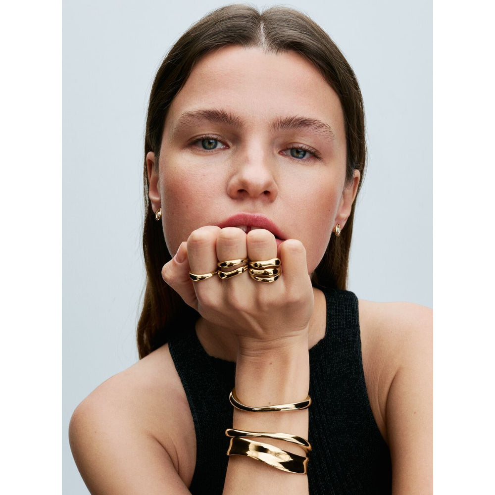 Pandora 14K Gold Plated Organically Shaped Stacking Rings Image 2