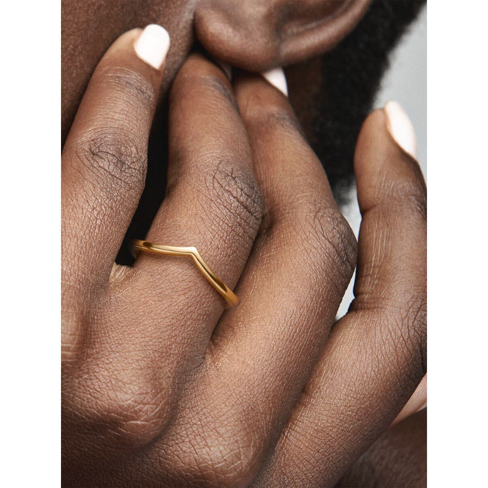 Pandora 14K Gold Plated Polished Wishbone Ring Image 2