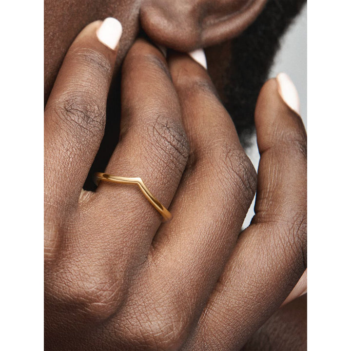 Pandora 14K Gold Plated Polished Wishbone Ring Image 2