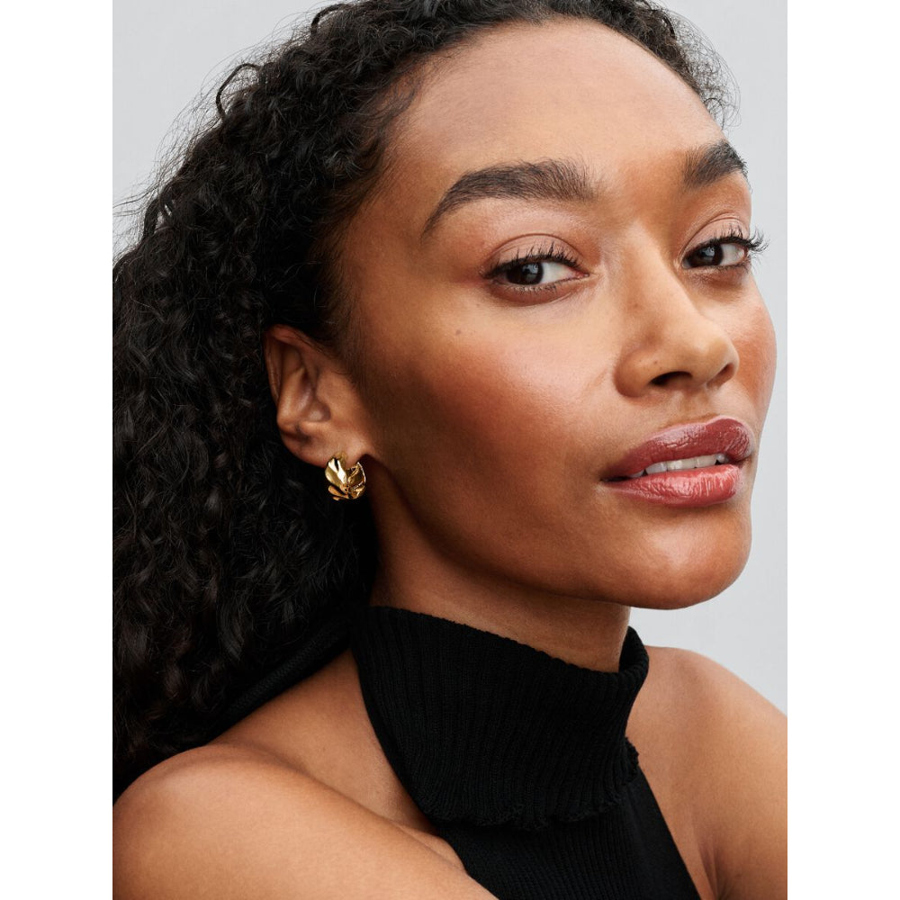 Pandora 14K Gold Plated Rippled Hoop Earrings Image 3
