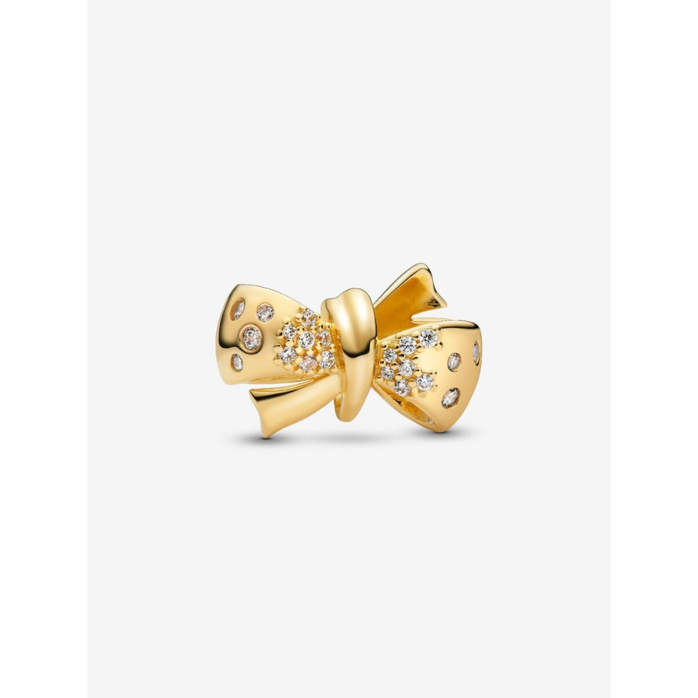 Pandora 14K Gold Plated Sparkling Bow Charm Image 1