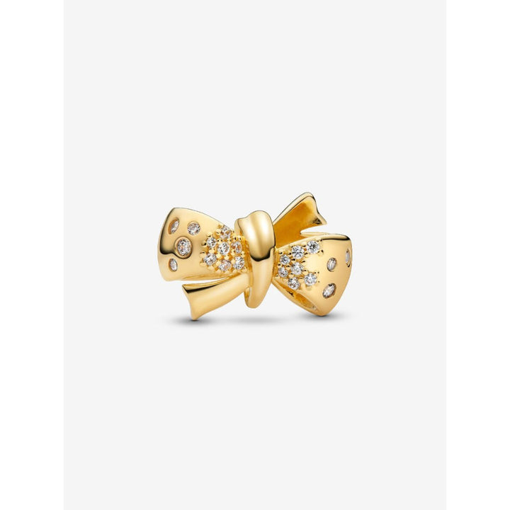 Pandora 14K Gold Plated Sparkling Bow Charm Image 1