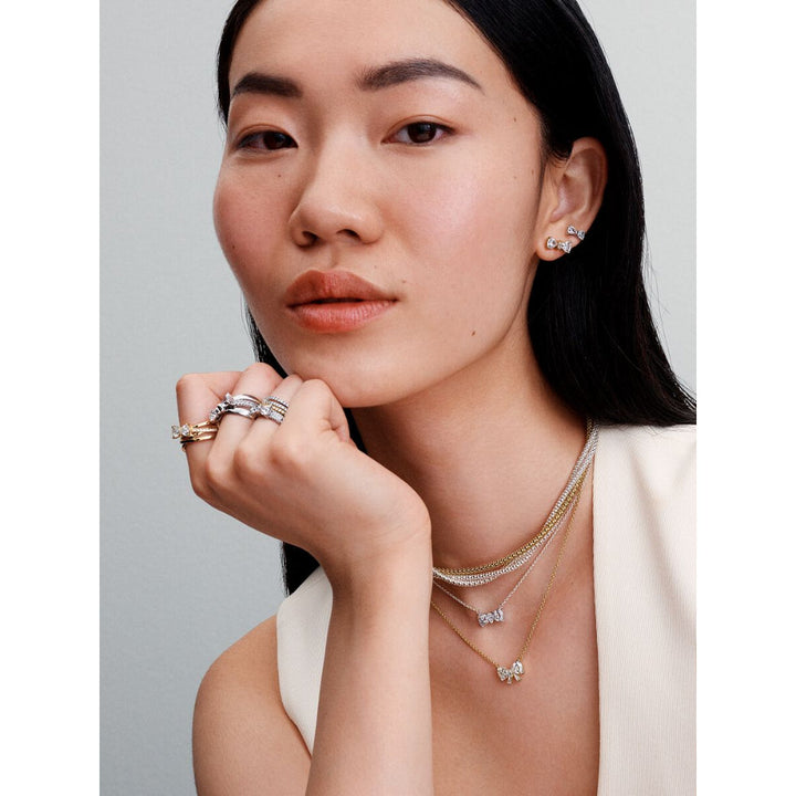 Pandora 14K Gold Plated Sparkling Bow Necklace Image 4