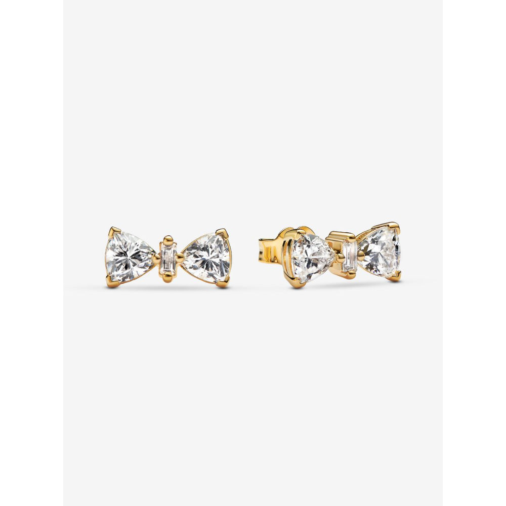 Pandora 14K Gold Plated Sparkling Bow Stud Earrings Image 1