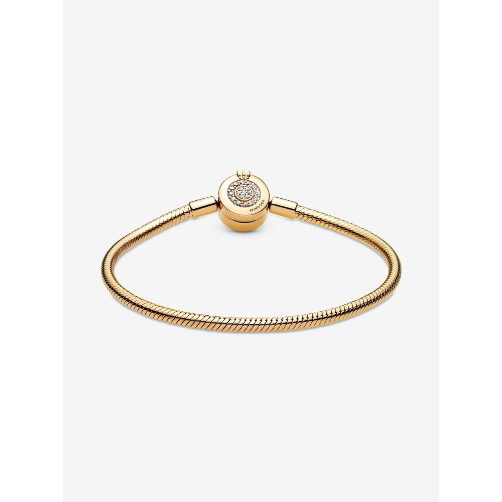 Pandora 14K Gold Plated Sparkling Crown O Snake Chain Bracelet Image 4