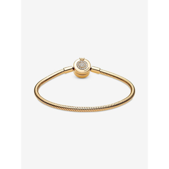 Pandora 14K Gold Plated Sparkling Crown O Snake Chain Bracelet Image 4