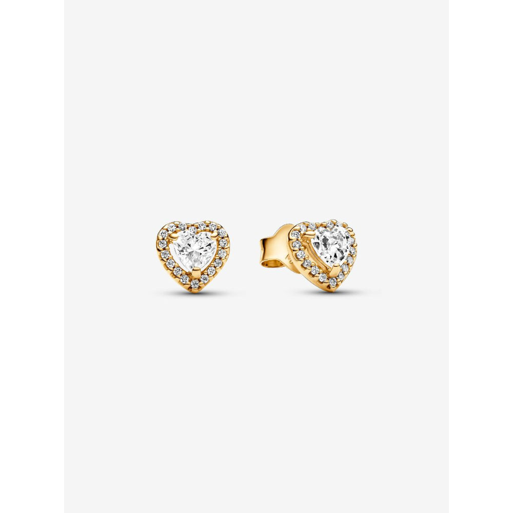 Pandora 14K Gold Plated Sparkling Elevated Heart Stud Earrings Image 1