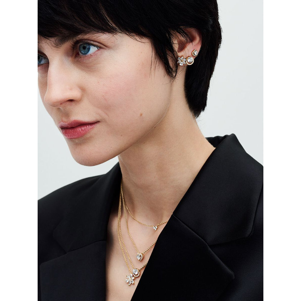 Pandora 14K Gold Plated Sparkling Elevated Heart Stud Earrings Image 5