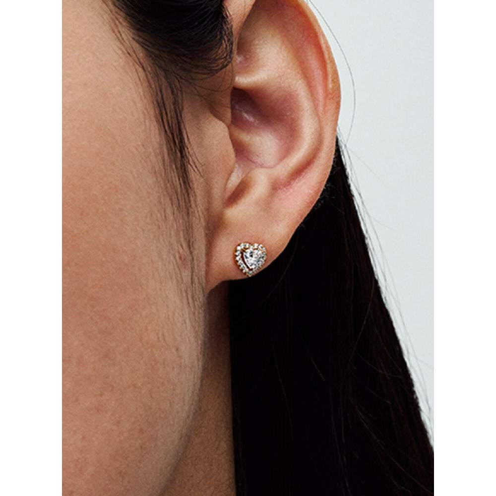 Pandora 14K Gold Plated Sparkling Elevated Heart Stud Earrings Image 2