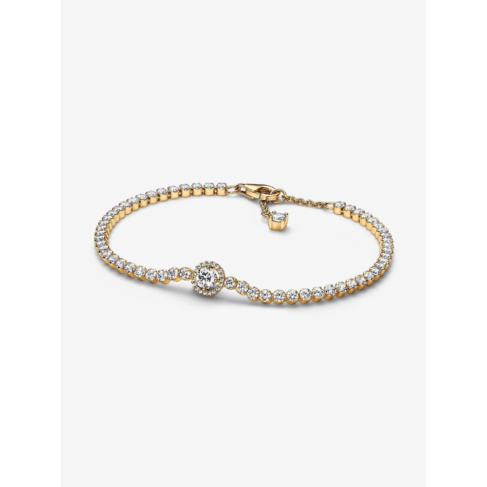 Pandora 14K Gold Plated Sparkling Halo Tennis Bracelet Image 1