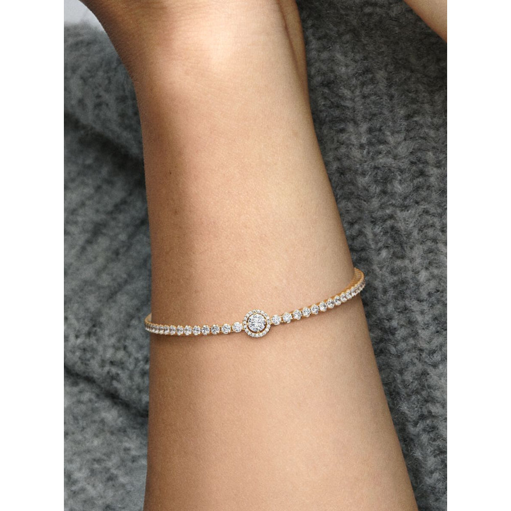 Pandora 14K Gold Plated Sparkling Halo Tennis Bracelet Image 2