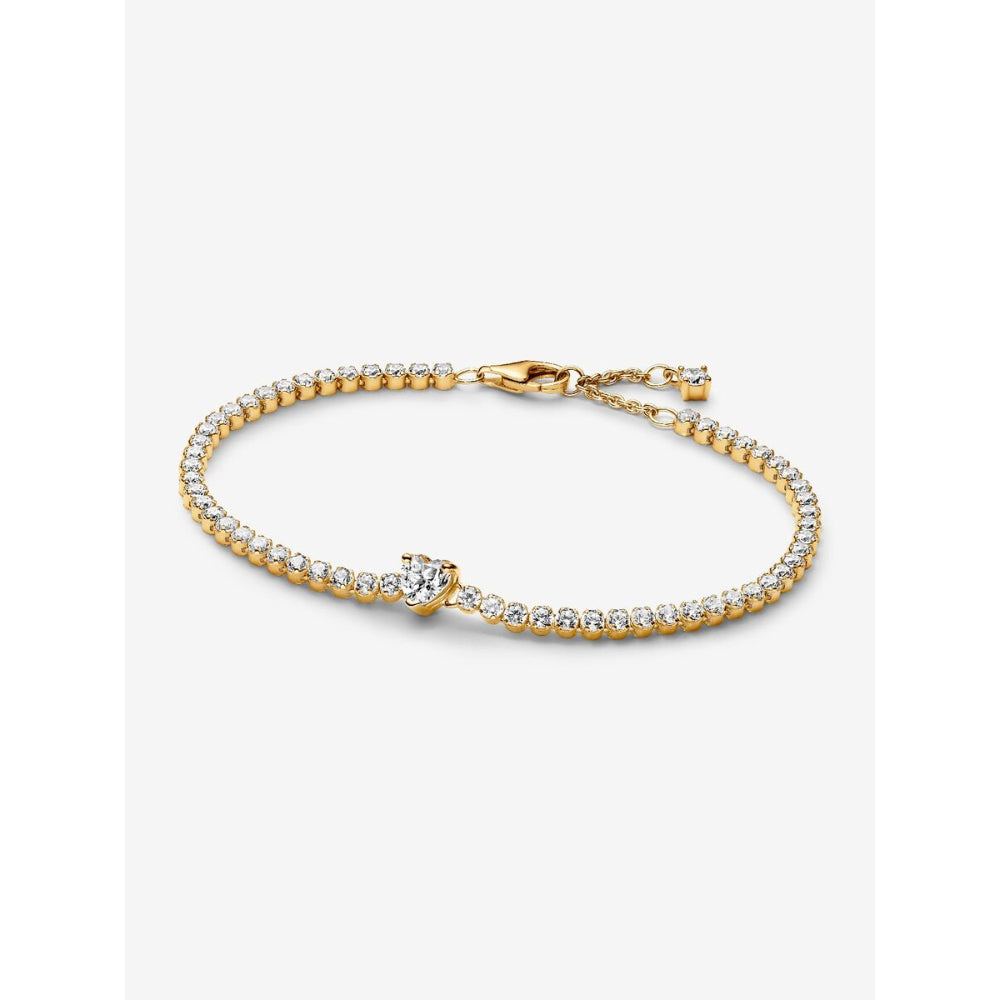 Pandora 14K Gold Plated Sparkling Heart Tennis Bracelet Image 1