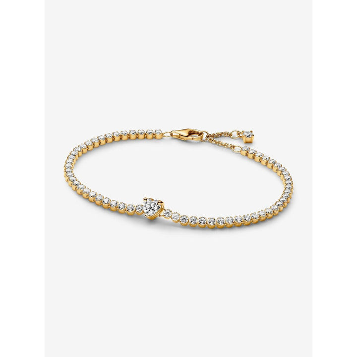 Pandora 14K Gold Plated Sparkling Heart Tennis Bracelet Image 1