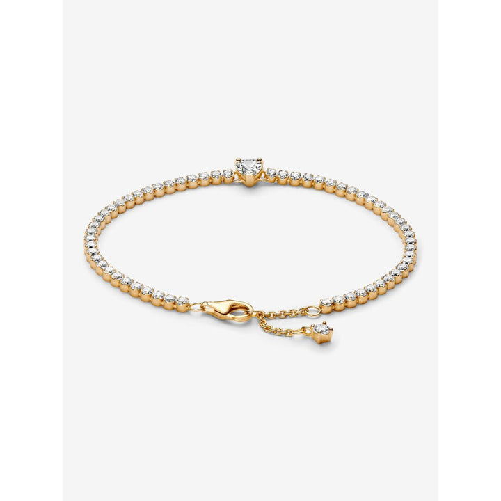 Pandora 14K Gold Plated Sparkling Heart Tennis Bracelet Image 5