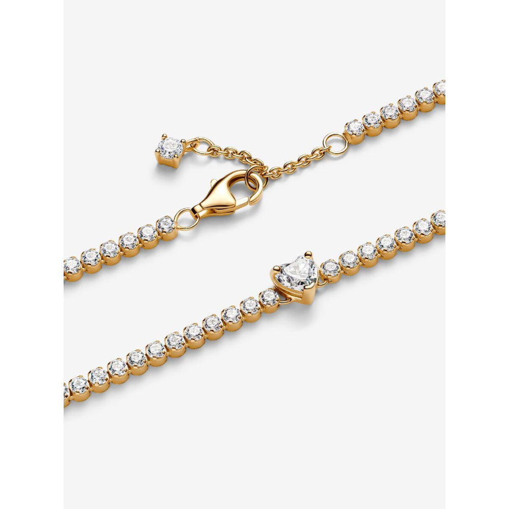 Pandora 14K Gold Plated Sparkling Heart Tennis Bracelet Image 6