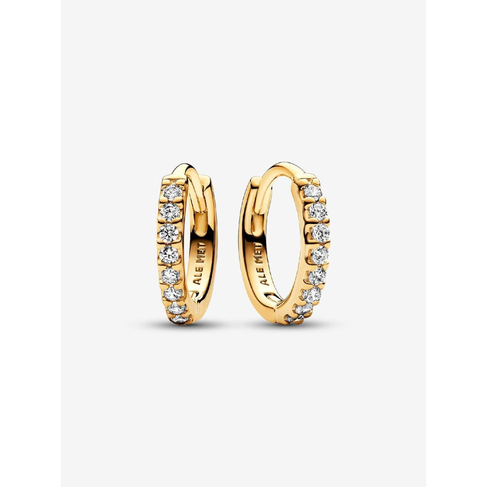 Pandora 14K Gold Plated Sparkling Huggie Hoop Earrings Image 1