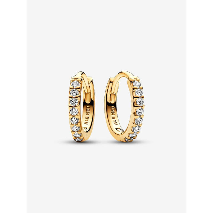 Pandora 14K Gold Plated Sparkling Huggie Hoop Earrings Image 1