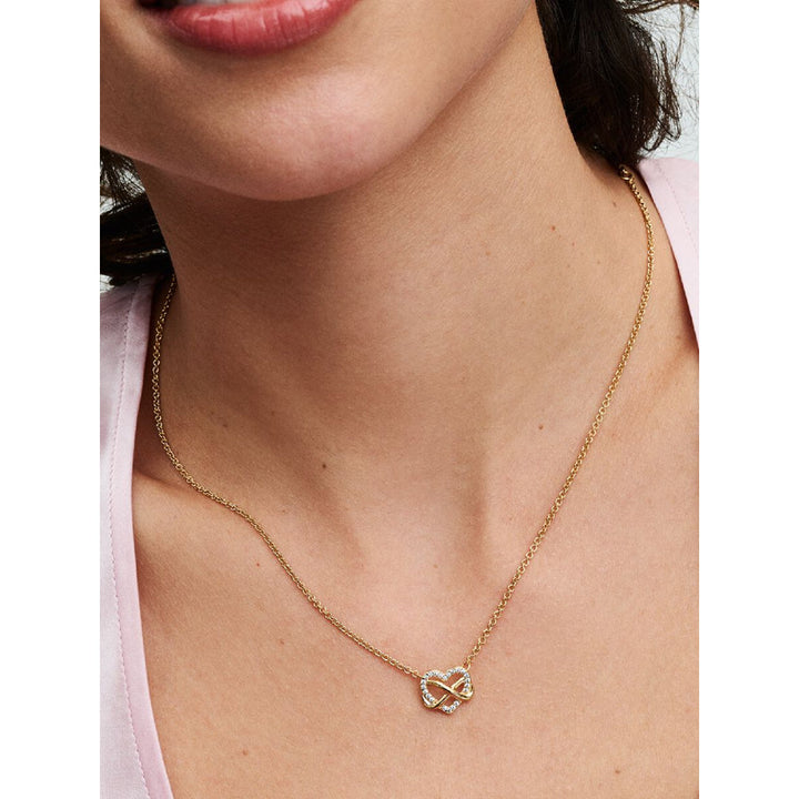 Pandora 14K Gold Plated Sparkling Infinity Heart Collier Necklace Image 2