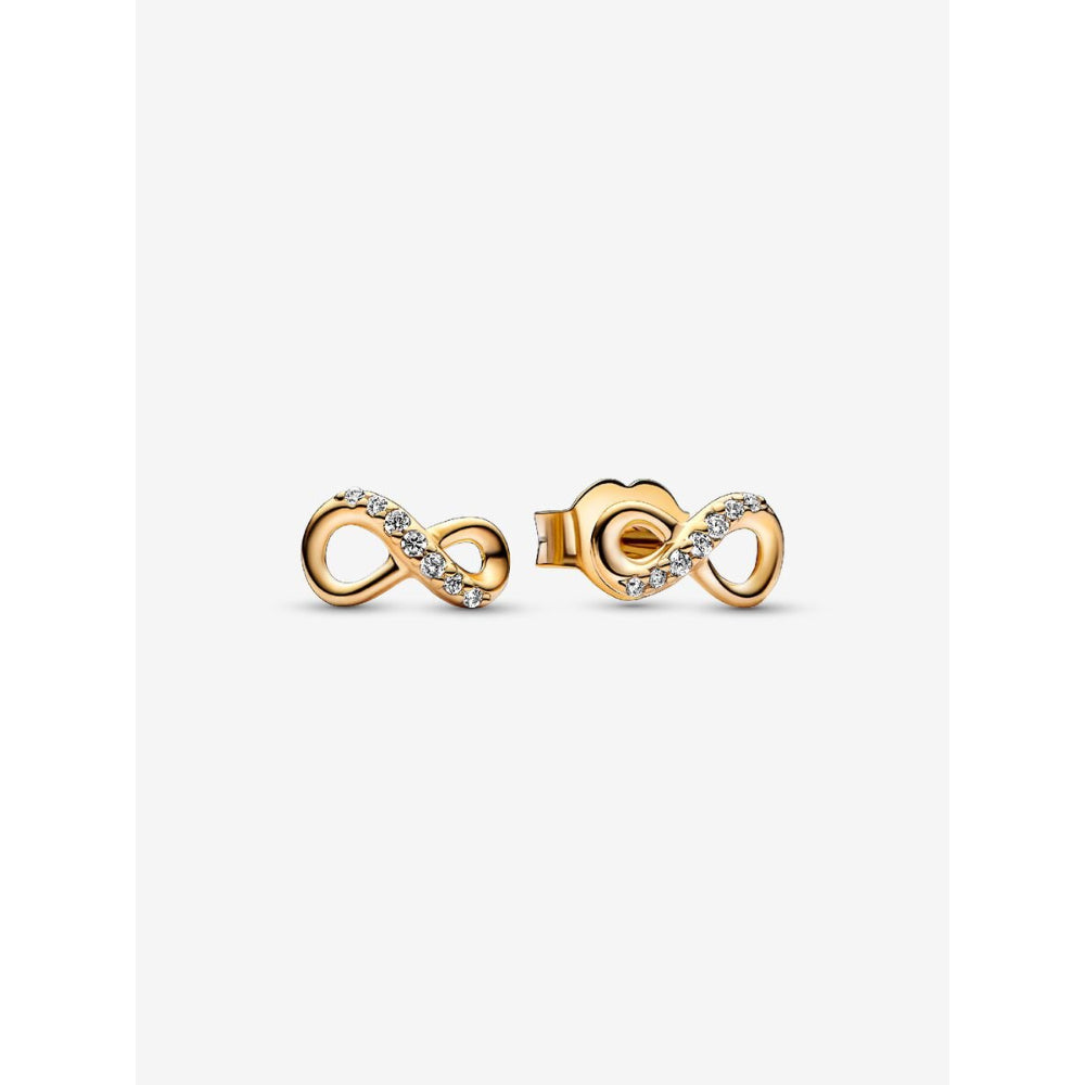 Pandora 14K Gold Plated Sparkling Infinity Stud Earrings Image 1