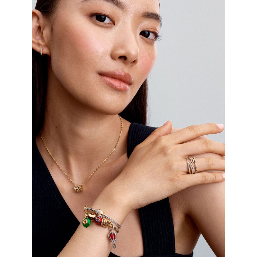 Pandora 14K Gold Plated Sparkling Wave Ring Image 4