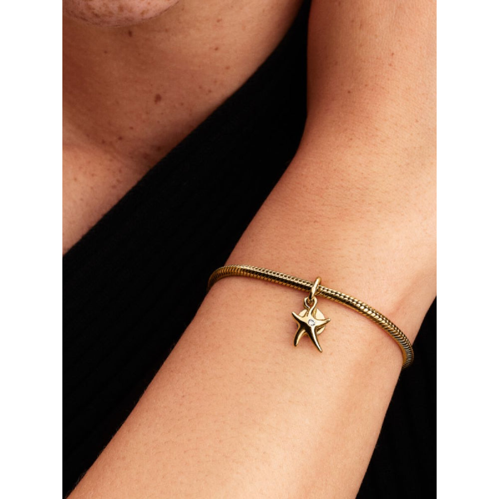 Pandora 14K Gold Plated Starfish Double Dangle Charm Image 2