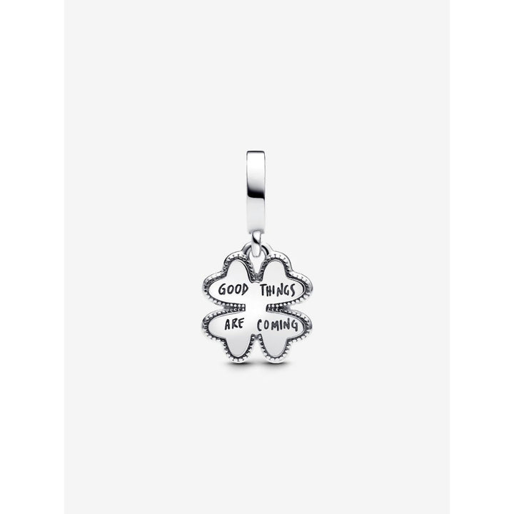 Pandora 14K Gold Plated Sterling Silver 0.009 CT TW Spinnable Four Leaf Clover Lab - Grown Diamond Dangle Charm Image 6