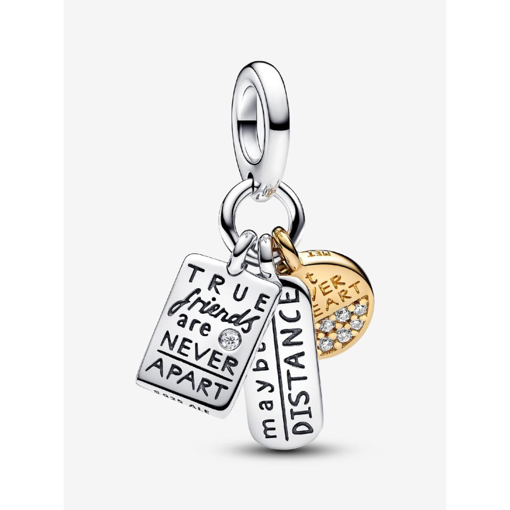 Pandora 14K Gold Plated Sterling Silver Friendship Triple Dangle Charm Image 1
