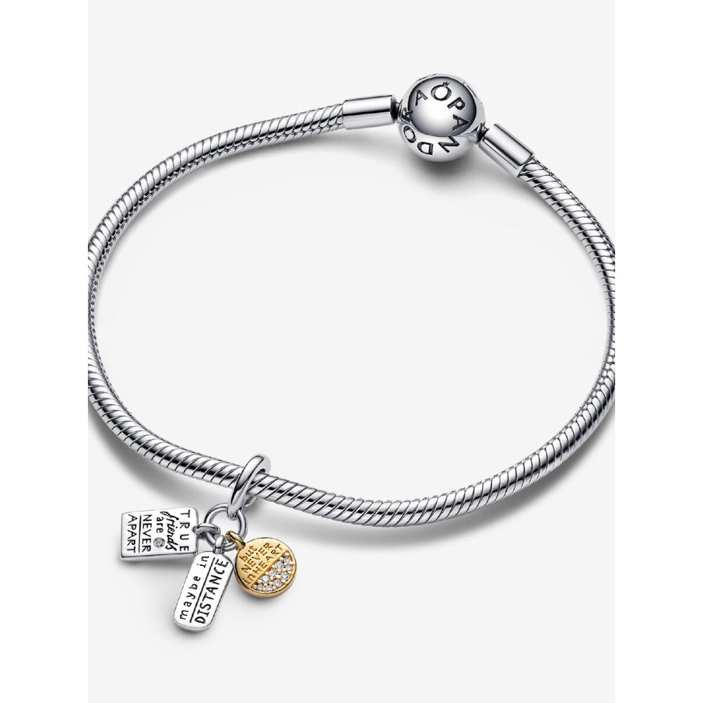 Pandora 14K Gold Plated Sterling Silver Friendship Triple Dangle Charm Image 5