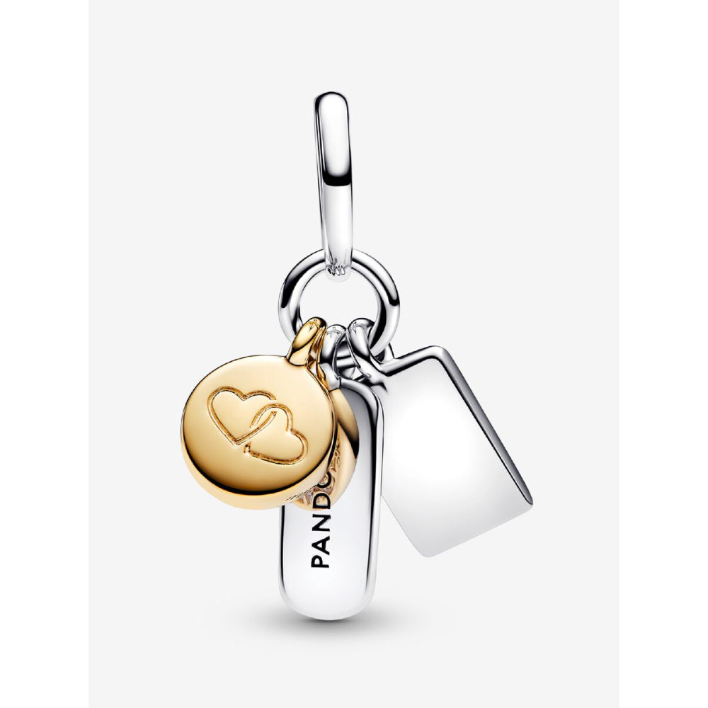 Pandora 14K Gold Plated Sterling Silver Friendship Triple Dangle Charm Image 6